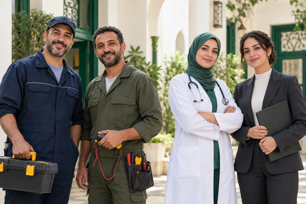 صورة توضيحية لمهنيين ومهنيّات